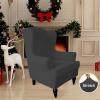 Easy-Going Stretch Wingback Chair Sofa Slipcover 1-Piece Sofa Cover Furniture Protector Couch Soft with Elastic Bottom Spandex Jacquard Fabric Small Checks(Wing Chair,Camel)(Dark Gray)