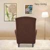 Easy-Going Stretch Wingback Chair Sofa Slipcover 1-Piece Sofa Cover Furniture Protector Couch Soft with Elastic Bottom Spandex Jacquard Fabric Small Checks(Wing Chair,Camel)(Coffee)