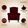 Easy-Going Stretch Wingback Chair Sofa Slipcover 1-Piece Sofa Cover Furniture Protector Couch Soft with Elastic Bottom Spandex Jacquard Fabric Small Checks(Wing Chair,Camel)(Wine)