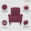 Easy-Going Stretch Wingback Chair Sofa Slipcover 1-Piece Sofa Cover Furniture Protector Couch Soft with Elastic Bottom Spandex Jacquard Fabric Small Checks(Wing Chair,Camel)(Ash Rose)