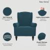Easy-Going Stretch Wingback Chair Sofa Slipcover 1-Piece Sofa Cover Furniture Protector Couch Soft with Elastic Bottom Spandex Jacquard Fabric Small Checks(Wing Chair,Camel)(Deep Teal)