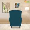 Easy-Going Stretch Wingback Chair Sofa Slipcover 1-Piece Sofa Cover Furniture Protector Couch Soft with Elastic Bottom Spandex Jacquard Fabric Small Checks(Wing Chair,Camel)(Peacock Blue)