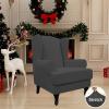 Easy-Going Stretch Wingback Chair Sofa Slipcover 2-Piece Sofa Cover Furniture Protector Couch Soft with Elastic Bottom, Spandex Jacquard Fabric Small Checks, Dark Gray(Dark Gray)