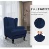 Easy-Going Stretch Wingback Chair Sofa Slipcover 2-Piece Sofa Cover Furniture Protector Couch Soft with Elastic Bottom, Spandex Jacquard Fabric Small Checks, Dark Gray(Dark Blue)