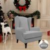 Easy-Going Stretch Wingback Chair Sofa Slipcover 2-Piece Sofa Cover Furniture Protector Couch Soft with Elastic Bottom, Spandex Jacquard Fabric Small Checks, Dark Gray(Light Gray)