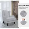 Easy-Going Stretch Wingback Chair Sofa Slipcover 2-Piece Sofa Cover Furniture Protector Couch Soft with Elastic Bottom, Spandex Jacquard Fabric Small Checks, Dark Gray(Silver Gray)