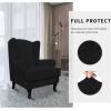 Easy-Going Stretch Wingback Chair Sofa Slipcover 2-Piece Sofa Cover Furniture Protector Couch Soft with Elastic Bottom, Spandex Jacquard Fabric Small Checks, Dark Gray(Black)