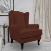 Easy-Going Stretch Wingback Chair Sofa Slipcover 2-Piece Sofa Cover Furniture Protector Couch Soft with Elastic Bottom, Spandex Jacquard Fabric Small Checks, Dark Gray(Coffee)