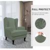 Easy-Going Stretch Wingback Chair Sofa Slipcover 2-Piece Sofa Cover Furniture Protector Couch Soft with Elastic Bottom, Spandex Jacquard Fabric Small Checks, Dark Gray(Greyish Green)