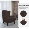 Easy-Going Stretch Wingback Chair Sofa Slipcover 2-Piece Sofa Cover Furniture Protector Couch Soft with Elastic Bottom, Spandex Jacquard Fabric Small Checks, Dark Gray(Chocolate)