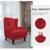 Easy-Going Stretch Wingback Chair Sofa Slipcover 2-Piece Sofa Cover Furniture Protector Couch Soft with Elastic Bottom, Spandex Jacquard Fabric Small Checks, Dark Gray(Christmas Red)