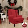 Easy-Going Stretch Wingback Chair Sofa Slipcover 2-Piece Sofa Cover Furniture Protector Couch Soft with Elastic Bottom, Spandex Jacquard Fabric Small Checks, Dark Gray(Christmas Red)