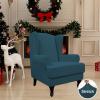 Easy-Going Stretch Wingback Chair Sofa Slipcover 2-Piece Sofa Cover Furniture Protector Couch Soft with Elastic Bottom, Spandex Jacquard Fabric Small Checks, Dark Gray(Deep Teal)