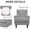 Easy-Going Stretch Wingback Chair Sofa Slipcover 2-Piece Sofa Cover Furniture Protector Couch Soft with Elastic Bottom, Spandex Jacquard Fabric Small Checks, Dark Gray(Light Gray)