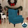 Easy-Going Stretch Wingback Chair Sofa Slipcover 2-Piece Sofa Cover Furniture Protector Couch Soft with Elastic Bottom, Spandex Jacquard Fabric Small Checks, Dark Gray(Peacock Blue)