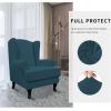 Easy-Going Stretch Wingback Chair Sofa Slipcover 2-Piece Sofa Cover Furniture Protector Couch Soft with Elastic Bottom, Spandex Jacquard Fabric Small Checks, Dark Gray(Deep Teal)