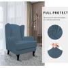 Easy-Going Stretch Wingback Chair Sofa Slipcover 2-Piece Sofa Cover Furniture Protector Couch Soft with Elastic Bottom, Spandex Jacquard Fabric Small Checks, Dark Gray(Bluestone)