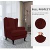 Easy-Going Stretch Wingback Chair Sofa Slipcover 2-Piece Sofa Cover Furniture Protector Couch Soft with Elastic Bottom, Spandex Jacquard Fabric Small Checks, Dark Gray(Wine)