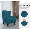 Easy-Going Stretch Wingback Chair Sofa Slipcover 2-Piece Sofa Cover Furniture Protector Couch Soft with Elastic Bottom, Spandex Jacquard Fabric Small Checks, Dark Gray(Peacock Blue)