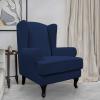 Easy-Going Stretch Wingback Chair Sofa Slipcover 2-Piece Sofa Cover Furniture Protector Couch Soft with Elastic Bottom, Spandex Jacquard Fabric Small Checks, Dark Gray(Navy)