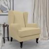 Easy-Going Stretch Wingback Chair Sofa Slipcover 2-Piece Sofa Cover Furniture Protector Couch Soft with Elastic Bottom, Spandex Jacquard Fabric Small Checks, Dark Gray(Beige)