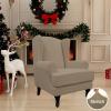 Easy-Going Stretch Wingback Chair Sofa Slipcover 2-Piece Sofa Cover Furniture Protector Couch Soft with Elastic Bottom, Spandex Jacquard Fabric Small Checks, Dark Gray(Natural)