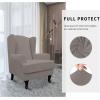 Easy-Going Stretch Wingback Chair Sofa Slipcover 2-Piece Sofa Cover Furniture Protector Couch Soft with Elastic Bottom, Spandex Jacquard Fabric Small Checks, Dark Gray(Taupe)