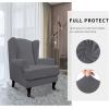 Easy-Going Stretch Wingback Chair Sofa Slipcover 2-Piece Sofa Cover Furniture Protector Couch Soft with Elastic Bottom, Spandex Jacquard Fabric Small Checks, Dark Gray(Grey)