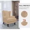 Easy-Going Stretch Wingback Chair Sofa Slipcover 2-Piece Sofa Cover Furniture Protector Couch Soft with Elastic Bottom, Spandex Jacquard Fabric Small Checks, Dark Gray(Sand)