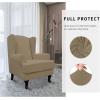 Easy-Going Stretch Wingback Chair Sofa Slipcover 2-Piece Sofa Cover Furniture Protector Couch Soft with Elastic Bottom, Spandex Jacquard Fabric Small Checks, Dark Gray(Tan)