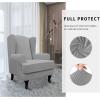 Easy-Going Stretch Wingback Chair Sofa Slipcover 2-Piece Sofa Cover Furniture Protector Couch Soft with Elastic Bottom, Spandex Jacquard Fabric Small Checks, Dark Gray(Light Gray)