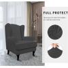 Easy-Going Stretch Wingback Chair Sofa Slipcover 2-Piece Sofa Cover Furniture Protector Couch Soft with Elastic Bottom, Spandex Jacquard Fabric Small Checks, Dark Gray(Dark Gray)