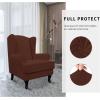 Easy-Going Stretch Wingback Chair Sofa Slipcover 2-Piece Sofa Cover Furniture Protector Couch Soft with Elastic Bottom, Spandex Jacquard Fabric Small Checks, Dark Gray(Coffee)
