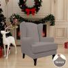 Easy-Going Stretch Wingback Chair Sofa Slipcover 2-Piece Sofa Cover Furniture Protector Couch Soft with Elastic Bottom, Spandex Jacquard Fabric Small Checks, Dark Gray(Taupe)
