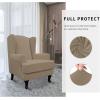 Easy-Going Stretch Wingback Chair Sofa Slipcover 2-Piece Sofa Cover Furniture Protector Couch Soft with Elastic Bottom, Spandex Jacquard Fabric Small Checks, Dark Gray(Natural)