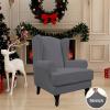Easy-Going Stretch Wingback Chair Sofa Slipcover 2-Piece Sofa Cover Furniture Protector Couch Soft with Elastic Bottom, Spandex Jacquard Fabric Small Checks, Dark Gray(Grey)
