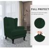 Easy-Going Stretch Wingback Chair Sofa Slipcover 2-Piece Sofa Cover Furniture Protector Couch Soft with Elastic Bottom, Spandex Jacquard Fabric Small Checks, Dark Gray(Dark Green)