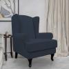 Easy-Going Stretch Wingback Chair Sofa Slipcover 2-Piece Sofa Cover Furniture Protector Couch Soft with Elastic Bottom, Spandex Jacquard Fabric Small Checks, Dark Gray(Dark Blue)