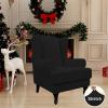 Easy-Going Stretch Wingback Chair Sofa Slipcover 2-Piece Sofa Cover Furniture Protector Couch Soft with Elastic Bottom, Spandex Jacquard Fabric Small Checks, Dark Gray(Black)