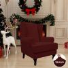 Easy-Going Stretch Wingback Chair Sofa Slipcover 2-Piece Sofa Cover Furniture Protector Couch Soft with Elastic Bottom, Spandex Jacquard Fabric Small Checks, Dark Gray(Wine)