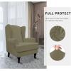 Easy-Going Stretch Wingback Chair Sofa Slipcover 2-Piece Sofa Cover Furniture Protector Couch Soft with Elastic Bottom, Spandex Jacquard Fabric Small Checks, Dark Gray(Khaki)