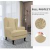 Easy-Going Stretch Wingback Chair Sofa Slipcover 2-Piece Sofa Cover Furniture Protector Couch Soft with Elastic Bottom, Spandex Jacquard Fabric Small Checks, Dark Gray(Beige)