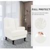 Easy-Going Stretch Wingback Chair Sofa Slipcover 2-Piece Sofa Cover Furniture Protector Couch Soft with Elastic Bottom, Spandex Jacquard Fabric Small Checks, Dark Gray(Cream)
