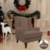 Easy-Going Stretch Wingback Chair Sofa Slipcover 2-Piece Sofa Cover Furniture Protector Couch Soft with Elastic Bottom, Spandex Jacquard Fabric Small Checks, Dark Gray(Brown)