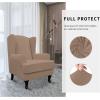 Easy-Going Stretch Wingback Chair Sofa Slipcover 2-Piece Sofa Cover Furniture Protector Couch Soft with Elastic Bottom, Spandex Jacquard Fabric Small Checks, Dark Gray(Camel)