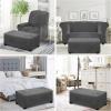 Easy-Going Velvet Stretch Ottoman Cover Rectangle Folding Storage Slipcovers Footstool Protect Footrest Covers with Elastic Bottom Grey Ottoman L