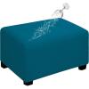Easy-Going 100% Dual Waterproof Stretch Ottoman Cover Rectangle Folding Storage Stool Furniture Protector Soft Slipcover for Living Room with Elastic Bottom (Large, Dark Gray)(Peacock Blue)