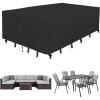 Easy-Going Rectangle Patio Furniture Cover Waterproof Outdoor Dining Table and Chair Cover Anti-UV Outside Sectional Sofa Set Covers (110″L x 84″W x 28″H, Black)(Black)