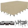 Easy-Going Rectangle Patio Furniture Cover Waterproof Outdoor Dining Table and Chair Cover Anti-UV Outside Sectional Sofa Set Covers (110″L x 84″W x 28″H, Black)(Camel)