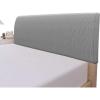 Easy-Going Stretch Bed Headboard Slipcover, Small Square Jacquard Furniture Cover, Dustproof Protector Cover for Bedroom Decor (Queen, Cream)(Light Gray)